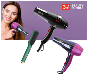 Bundle 1 PCs Set Mozer MZ-5932 Hair Dryer Blower - Black + 1 PCs Set Mozer Professional Hair Dryer MZ-5929 4000W + 1 PCs Set Professional Electric Hair Straightener Brush Heated Comb in KSA