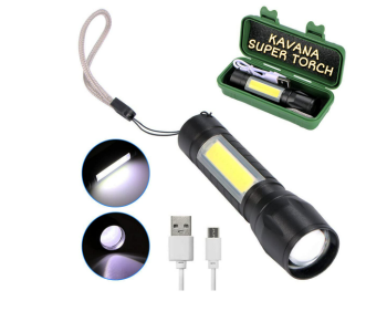 3 Piece Mini Rechargeable Zoomable Flash Light - Black in KSA