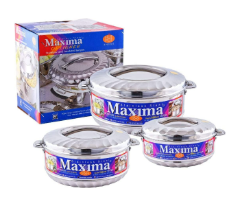 Maxima Stainless Steel Hot Pot Set Size 3500 5000 7500 Ml - Silver in KSA