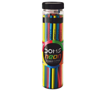 Doms Neon Rubber Tipped HB/2 Graphite Pencil Set | Jar Pack, 30 Pieces | Contains Pencils, Sharpener, Eraser & Scale in UAE