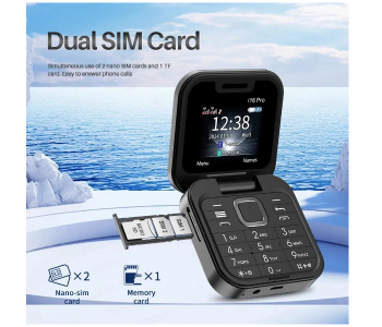 2024 New Mini Flip Mobile Phone 2 SIM Card Small Display Foldable Cell Phone, Unlocked Flip Phone , Black in KSA