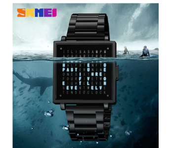 SKMEI 2312 New Design Mens Square LED Digital Watch Black Plated Wrist Watches in UAE