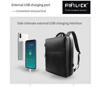 High Quality Waterproof USB Charging Port Multifunction Smart Fingerprint Lock Pu Leather Laptop Backpack in UAE