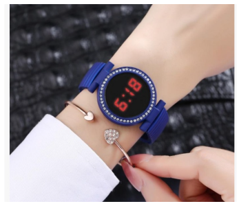 Bundle 3 PCs Set Elastic Metal Strap LED Watch JA156-6 - Blue in KSA