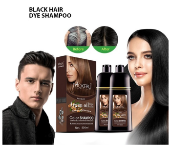 MOKERU Argan Oil Speedy Hair Color Shampoo Unisex 500ml Natural Black in KSA