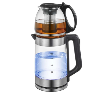 Classy TouchTransparent Glass Kettle 2L Double Pot Tea Pot With Filter Electric Kettle With 0.8L Steam Tea Pot, 2 In 1 Multifunctional Electric Kettle 2L in UAE