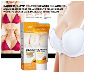 Bundle 2 PCs Set Sadoer Plump Round Breasts Enlarging 60GM Cream Breast Enhancement Roll-on Cream Women's Breast Care Massage Firming Cream in KSA