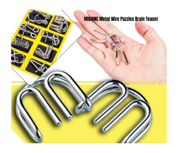 MISHINE Metal Wire Puzzles Brain Teaser, IQ Test Toy Mind Game Jigsaw Magic Trick Toys For Kids And Adults Set Of 8 in KSA