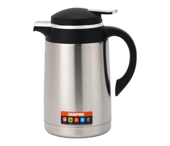 Geepas GVF27023 Stainless Steel Vacuum Flask 1.3L For Hot And Cold Beverages, For 24 Hours - Black And Silver in KSA