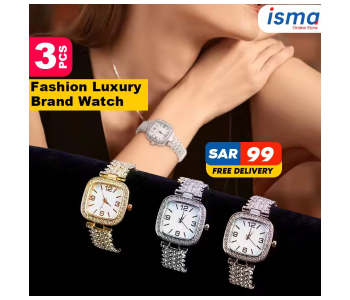 Quartz Luxury Women's Retro Square Pointer Luxury Rhinestone Analog Party Watch in KSA