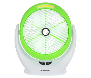Olsenmark OMF1874 6-Inch Rechargeable Mini Fan With COB Light And 3 Wind Speed - White And Green in KSA