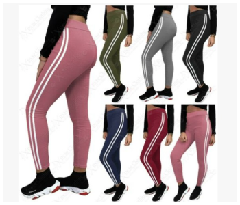 Bundle 5 PCs Set 4242 Striped Casual High Waist Full Length Thick Warm Cotton Knitted Long Leggings Stretch Pants For Women in KSA