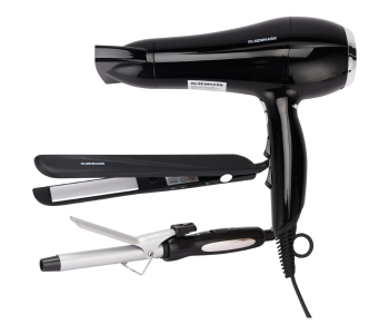 Olsenmark OMHC4096 3-in-1 Professional Hair Styling Kit Dryer Straightener Curler With 2 Speed And 3 Level Temperature Setting - Black in KSA