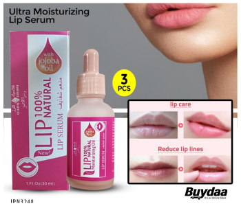 Bundle 3 PCs Set 100 Percent 30ml Natural Lip Serum For Women & Men in KSA