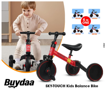 SKY-TOUCH 4 In 1 Kids Balance Bike Kids Tricycles For 1-6 Years, Toddlers Trike With Adjustable Seat Indoor Outdoor, Boys Girls Kids First Birthday Gifts Red in UAE