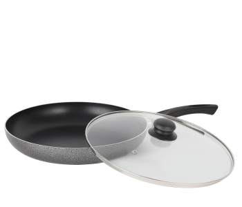 Royalford RF11977 Aluminum Fry Pan With Tempered Glass Lid 26 CM - Grey in KSA