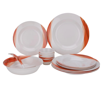 Delcasa DC2151 Ocean Melamine Ware Dinner Set 14 Pieces - White And Orange in UAE