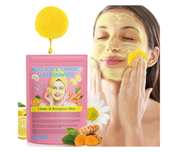 40 Pads Turmeric Kojic Pads, Turmeric Kojic Acid Pads Infused Foaming Exfoliating Pads, Turmeric Cleansing Pads For Dark Spots in UAE