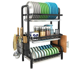 2 Tier Dish Drying Rack Extra Large Carbon Steel Dish Rack And Drainboard Set For Kitchen Countertop, Easy Install Dish Drainer in UAE