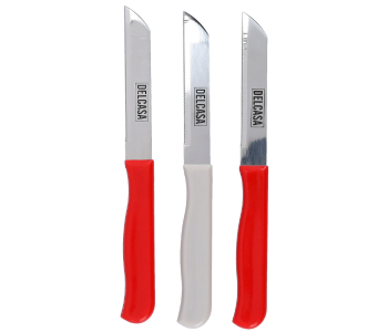 Delcasa DC1759 3Pcs Kitchen Paring Knife Set All Purpose Small Kitchen Knife - 2 Red And 1 White in UAE