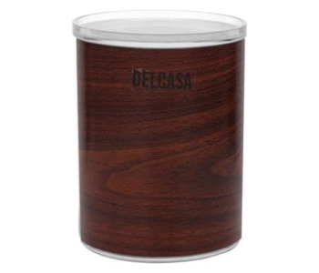 Delcasa DC2116 Round Canister With Wooden Design 1060 Ml - Brown in UAE