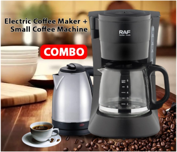 Bundle 1 PCs Set Electric Coffee Maker Drip Automatic All-In-One Small Coffee Machine With Automatic All-In-One Small Coffee Machine 600ml Coffee Pot Espresso Maker 600W Heating + 1 PCs Set Generic 1.8L Electric Kettle - Black And Silver in KSA