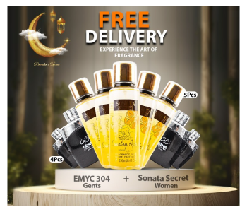 Bundle 4 PCs Set EMYC 304 25ml Gents Perfume + 5 PCs Set Sonata Secret 250ml Country Apple Mist Fragrance For Women in KSA