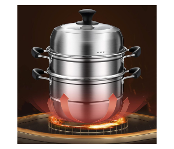 VSNOON 3-TIER Steamer Pot For Cooking | A Steamer Pot For Cooking Made With 100% High-Grade Materials And Ideal To Be Used On Gas And Electric Stove | A Perfect Present For Your Aspiring Baker Loved One in KSA