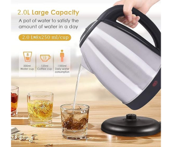 Generic 2.L Electric Kettle - Black And Silver in KSA