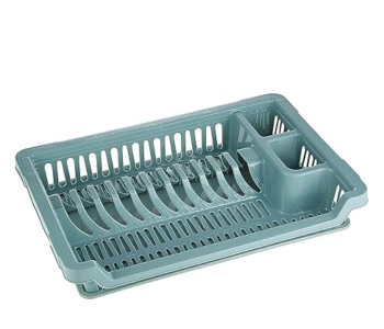 Royalford RF10884 Medium Dish Drainer Plastic Rack With Detachable Tray - Grey in UAE