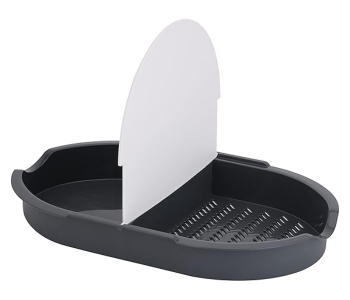 Royalford RF10930 2 Chamber Cutting Board 2-IN-1 Plastic Cutting Board For Cutting And Washing - White And Grey in UAE