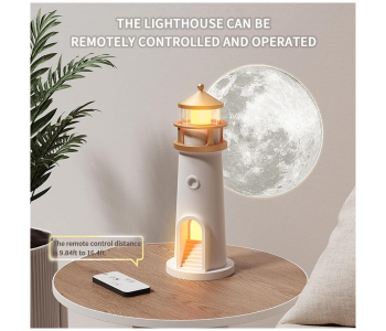 Lighthouse Moon Lamp Projector, LED Night Light With Remote Control, Lunar Projection, Adjustable Brightness, Timer, And Bluetooth Speaker For Bedroom, Living Room in UAE