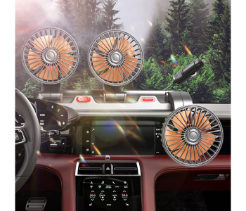Car Fan Three-Head Vehicle Fan 2 Speeds Car Cooling Fan Low Noise 360° Rotatable Electric Car Fans USB in UAE