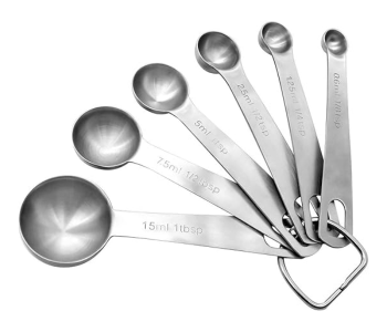 Royalford RFU9106 6 Pcs Stainless Steel Measuring Spoon Set - Silver in UAE