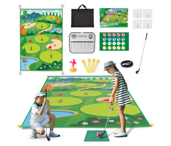 Premium Chipping Golf & Dart Practice Mat Set - Indoor/Outdoor Game Kit For Family Fun - Includes Golf Club, Sticky Balls, Club Tee, Scoreboard, And Accessories in UAE