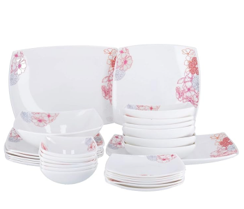Royalford RF9754 Opal Hard Square Dinner Set 27 Pieces - White in UAE