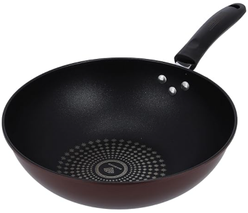 Royalford RF9768 30cm Carbon Steel Wokpan - Red-Black in UAE