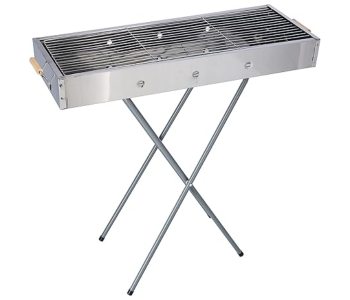 Royalford RF10366 Barbecue Stand With Grill Durable Stainless Construction Foldable And Portable - Silver in UAE