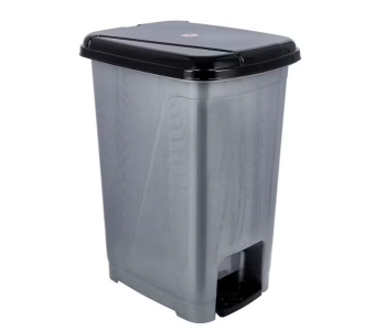 Royalford RF10794 Slim Pedal Dust Bin 15L Plastic Waste Bin Practical Slim Bin - Black And Grey in UAE