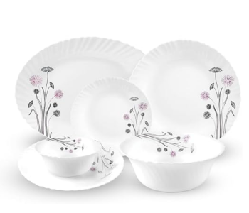 Royalford RF12685 Opalware 18 Piece Dinner Set With Exquisite Floral Design - White in UAE