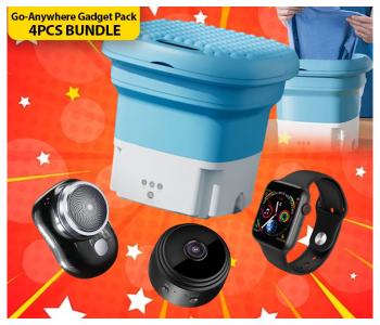 Bundle 1 PCs Set A9 1080P Mini Rechargable Camera Wifi Smart Home Micro Small Camera Wireless Security IP Cam For Baby Pet Home Monitor + 1 PCs Set Mini Portable Folding Washing Machine For Home And Travel + 1 PCs Set Waterproof Electric Mini Shaver + 1 PCs Set IWO 8 Sport Smart Watch - Black in KSA