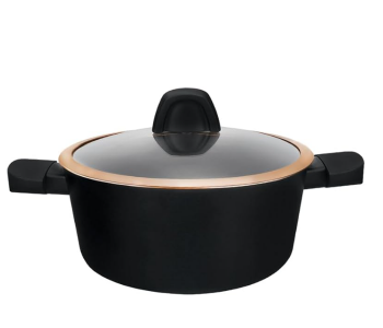 Royalford RF12633 28cm Premium Diamond Series Aluminum Casserole - Black in UAE