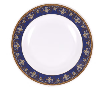Royalford RF12708 Melamine Ware 10 Inch Deep Dinner Plate - White And Blue in UAE