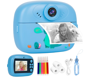 MACON PTUI Instant Camera For Kids - 1080P Kids Camera With 32GB SD Card, 3 Rolls Of Printing Paper, 6 Col in UAE