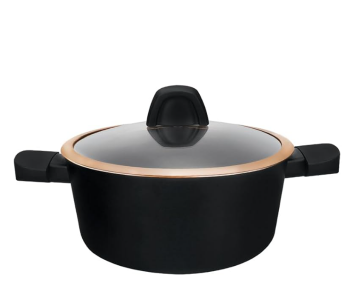Royalford RF12632 24cm Premium Diamond Series Aluminum Casserole - Black in UAE