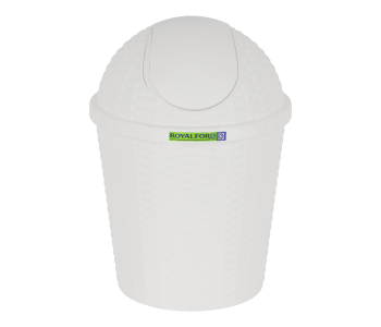Royalford RF12637 Plastic Swing Trash Bin With Swinging Lid - White in UAE