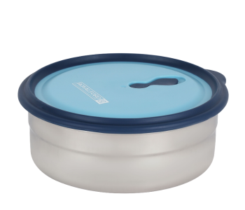 Royalford RF12626 700 Ml Stainless Steel Lunch Box With Polymer Lid And Steam Release Vent - Blue And Silver in UAE