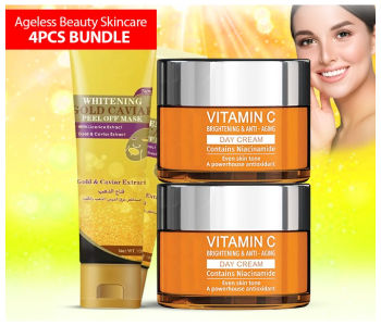 Bundle 2 PCs Set VItamin C Brightening & Anti-aging Face Cream 50g + 2 PCs Set Gold Facial Tearing Peel Off Moisturizing Mask, Whitening Pores Cleaning Face Caviar Mask Skin Care For All Skin Types, Remove Wrinkles Repair Skin Anti-aging Deep Cleaning Mask in KSA