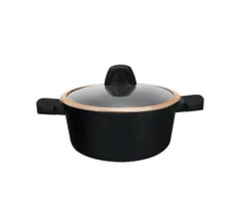 Royalford RF12634 30 Cm Premium Diamond Series Aluminum Casserole - Black in UAE