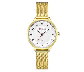 Curren Quartz Analogue Calendar Stainless Steel Band Fashion Waterproof Women's Wrist Watch - Silver in UAE